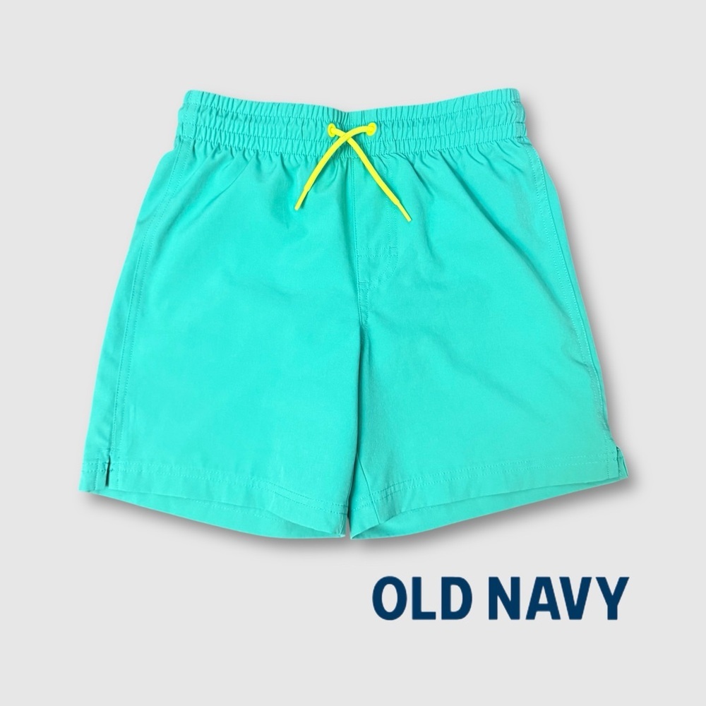 Old Navy Aqua Swim Trunks with Yellow Tie S 10-12 yrs